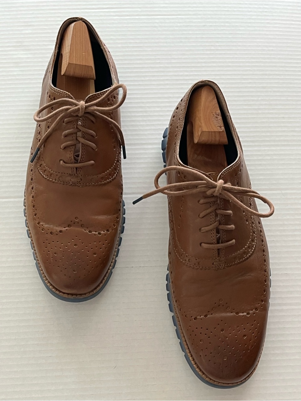 Cole Haan ZEROGRAND Wingtip Lace Up Wingtip Oxford British Tan Shoes Size 11 1/2